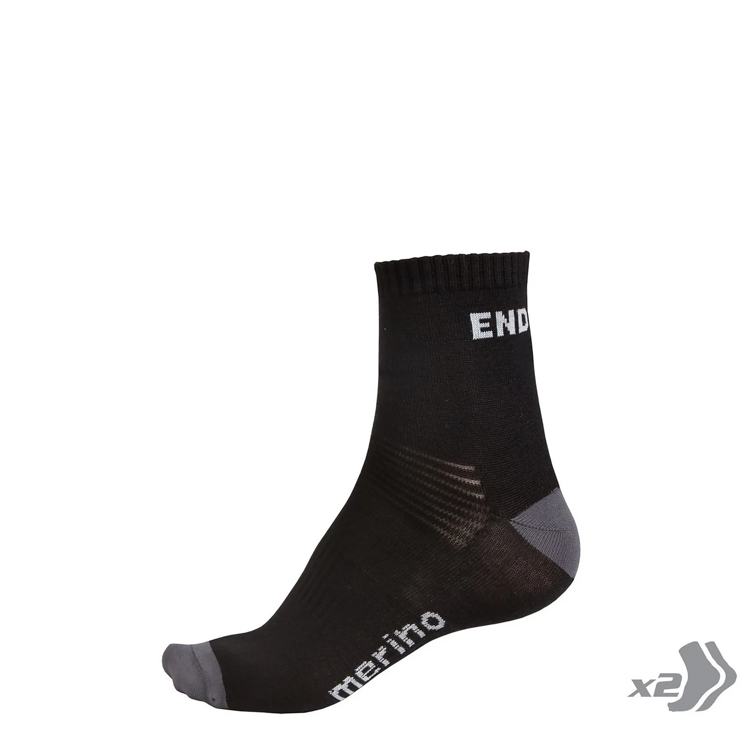 Endura BaaBaa Merino Sock (Twin Pack) - Black/None 3 Endura BaaBaa Merino Sock (Twin Pack) - Black/None