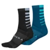 Endura Coolmax® Stripe Socks (Twin Pack) - Kingfisher -Endura 12928445 1374849110572751