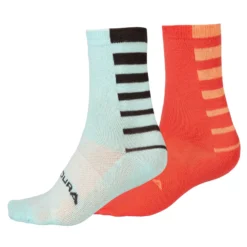 Endura Women's Coolmax® Stripe Socks (Twin Pack) - Punch Pink